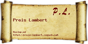 Preis Lambert névjegykártya